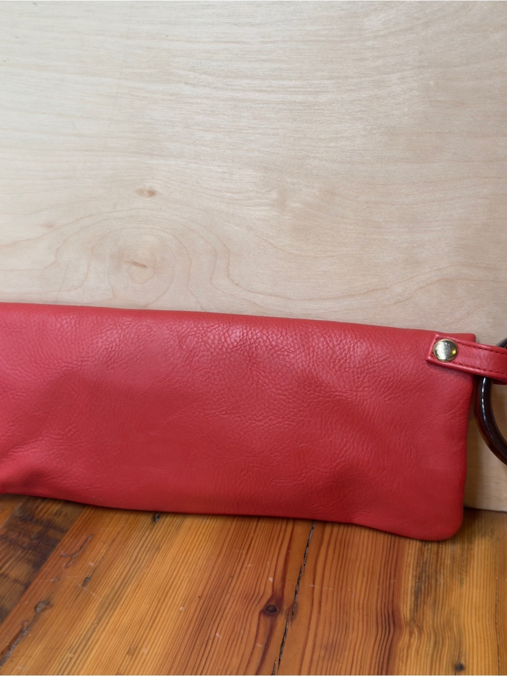 Mud pie Red orange Leather Fold-Over Wristlet Clutch - Picture 8 of 8